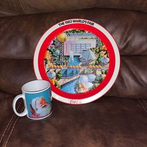 1982 Coca Cola Tray and Santa Mug $15